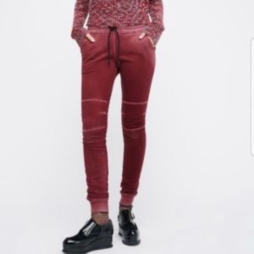 Cotton Citizen Maroon Moto-Style Joggers